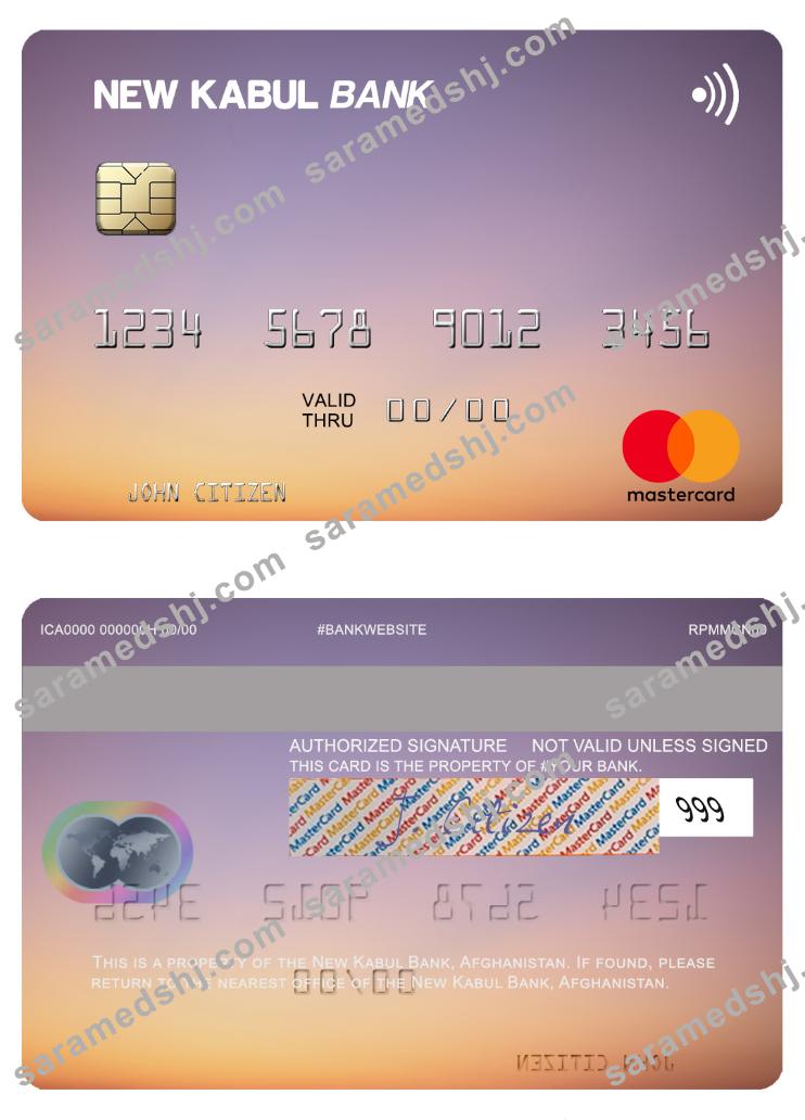 Afghanistan New Kabul Bank mastercard